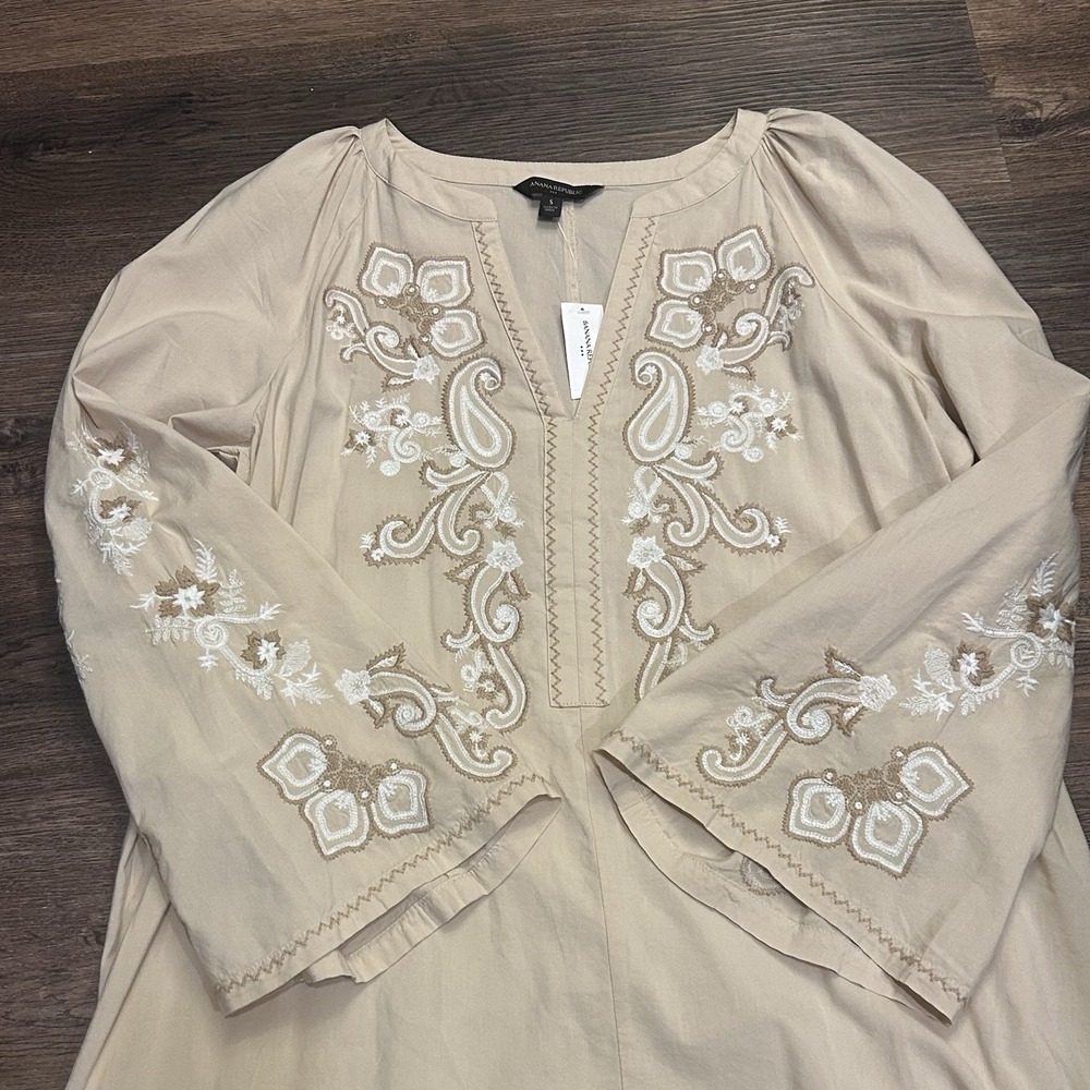 NWT BANANA REPUBLIC Embroidered Dress Size Medium $140 Beachy Boho Indie Relaxed